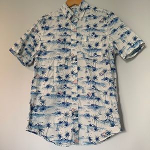 St John’s Bay, button down shirt, Hawaiian / tropical print, mens small